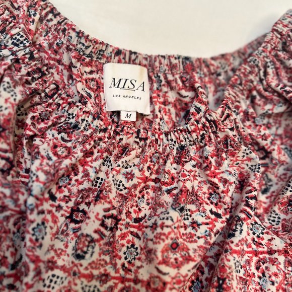 Misa Los Angeles Red/White/Blue Floral Print ZALTANA Embroidered Top, Medium - Picture 3 of 6